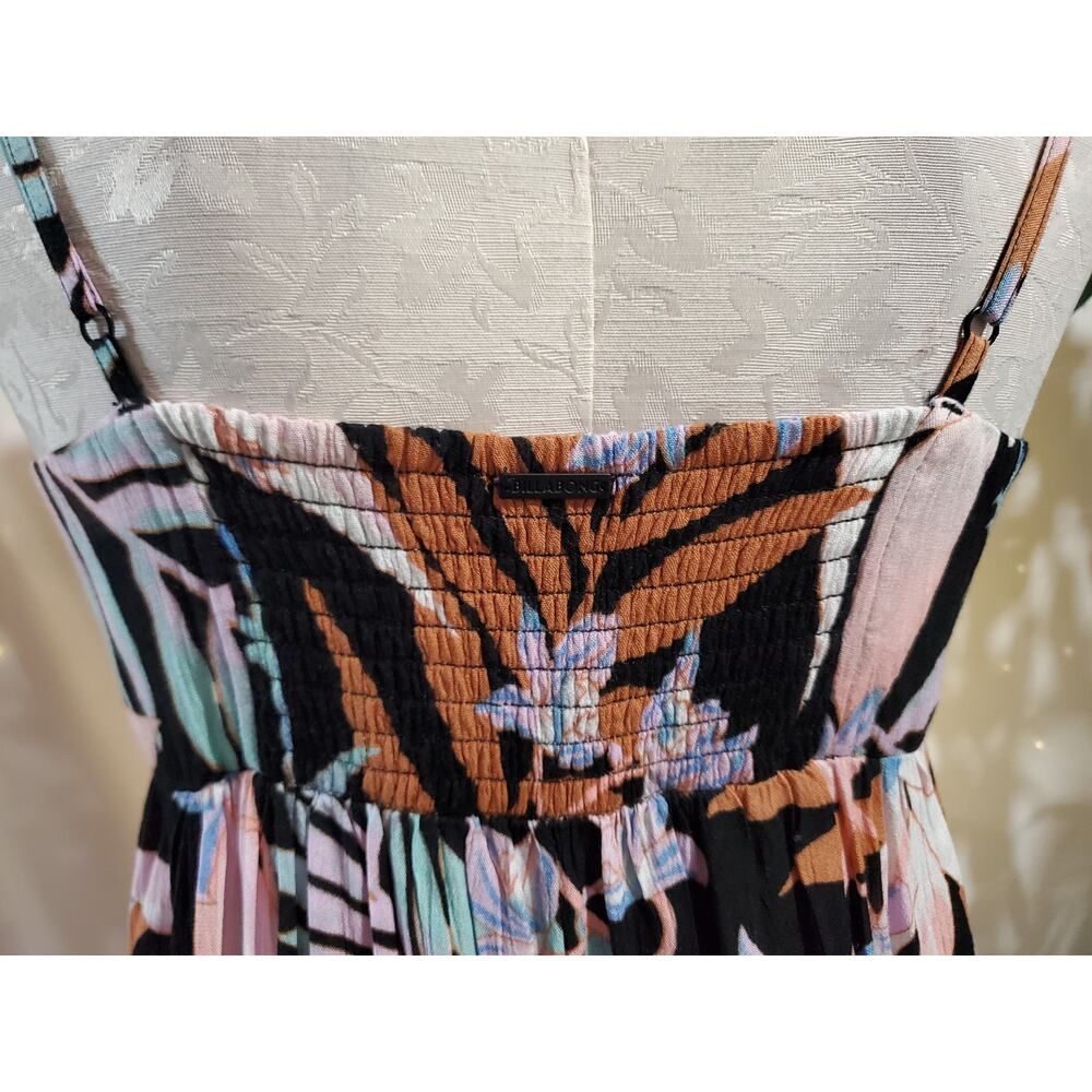 Billabong Twist It Midi Slip Dress Size S Tropical Smocked Babydoll Empire Waist - Picture 7 of 14